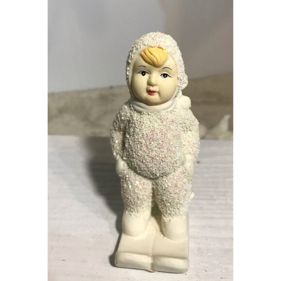 Vintage Porcelain Snow Angels Trio Figurines Set Glittery Paint Set of 3 - Picture 6 of 9